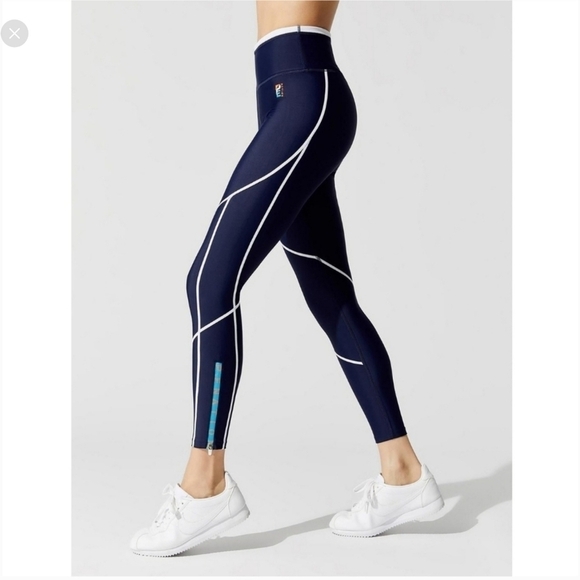 P.E Nation Pants - P.E Nation Quarter Force Embroidered Stretch Activewear Leggings Navy Size XS